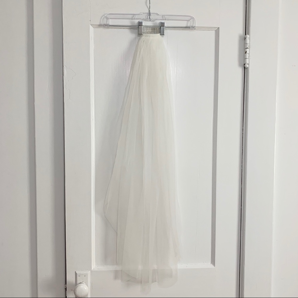 Fingertip Length 39” Ivory Tulle Wedding Veil